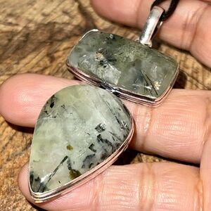 Moss Prehnite Pendant 2 7/8”